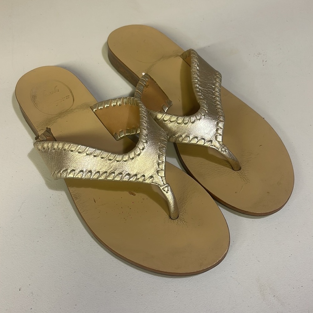 Jack Rogers Size 6 1/2 Flip Flops Gold - Picture 2 of 2